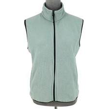 Woolrich Vest Womens Medium Light Green Fleece Full Zip Sleeveless Mock Neck
