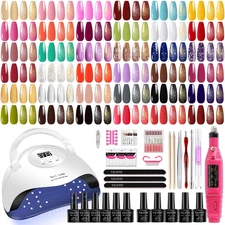 NAIL POLISH KIT with U V Lamp and Drill Starter Kit 36 Colors Gel Nail Polish Na