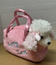 Aurora Puppy Love Plush 7 Pink Carrier W/ White Poodle Dog Stuffed Animal