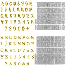 2PCS Hot Foil Plate,Morden Script Alphabet Letter Numbers Metal Foil Plate Di...