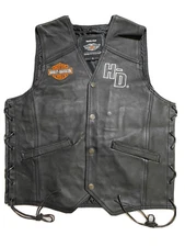 Harley-Davidson Men's Vest Biker Cafe Racer Motorcycle Genuine Cowhide Leather 