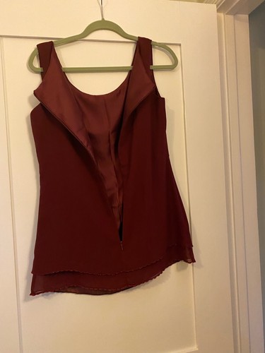 Womens 3 Piece Chiffon Pantsuit size 8 burgundy - Picture 5 of 10