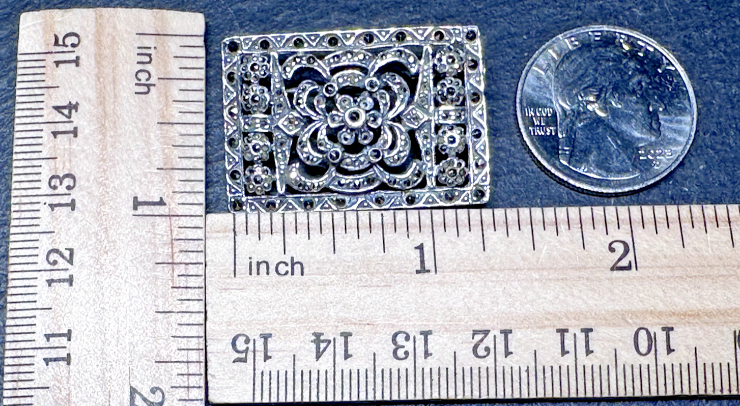 SPARKLING ANTIQUE RECTANGULAR STERLING & MARCASIT… - image 3