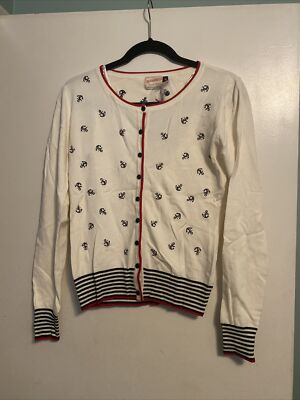 BANNED VINTAGE INSPIRED NAUTICAL ANCHOR CARDIGAN SIZE MEDIUM