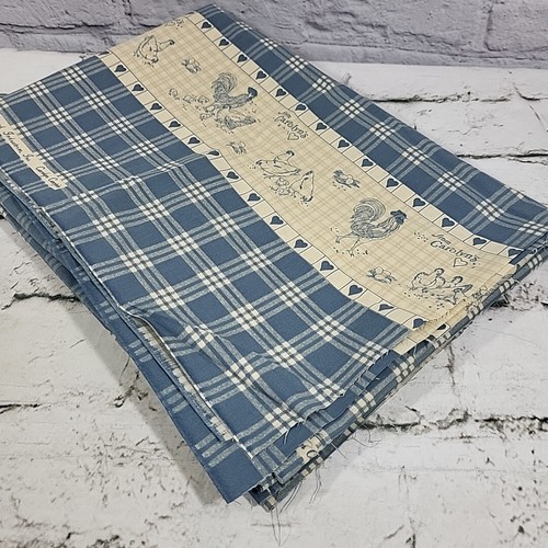 The Country Homespun Collection Fabric Blue Plaid With Chickens 44 X 2yrds - Picture 6 of 8