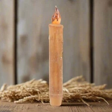 Primitive/Country Cream 7" Battery Operated Flameless Taper Candle W/ Timer