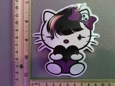 New Cat Kitten Anime Emo Goth Cute Girls Black Heart Decal Sticker Car Laptop