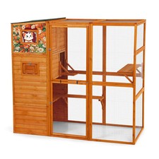 76in Large Cat Cage Enclosure Wooden Cat Catio Outside Window Access Outdoor