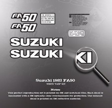 KIT GRÁFICO CALCOMANÍAS SCOOTER SUZUKI 1983 FA50 Blanco "FA50" versión calcomanías ver foto