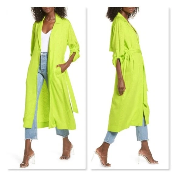 NWT AFRM Hendrix Long Duster Neon Green Size Small eBay