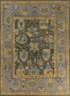 Vegetable Dye Turkish Authentic Oushak Rug Hand-Knotted 8x10 ft Green