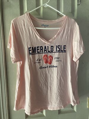  EMERALD ISLE NC  WOMENS LTWT SS COTTON T SHIRT SZ XL NWOT