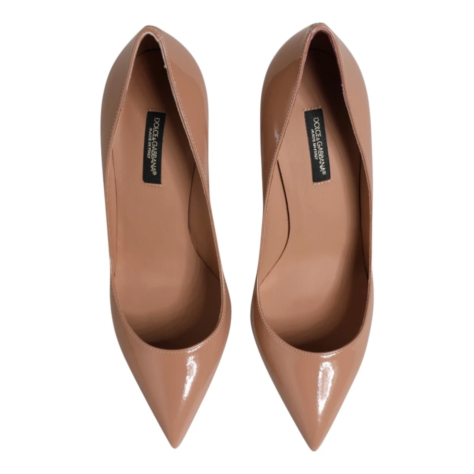 DOLCE & GABBANA Shoes Beige Patent Leather Stiletto Heel Pump R-40.5 L-41 570usd - Image 3 of 4