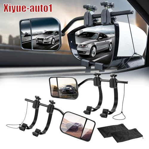 2PCS Extension Trailer Mirrors Universal Clip on Towing Convex 360° Adjustable