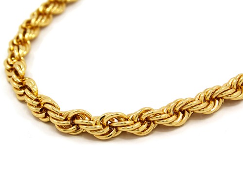 Mens 14K Yellow Gold Plated 12mm Rope 