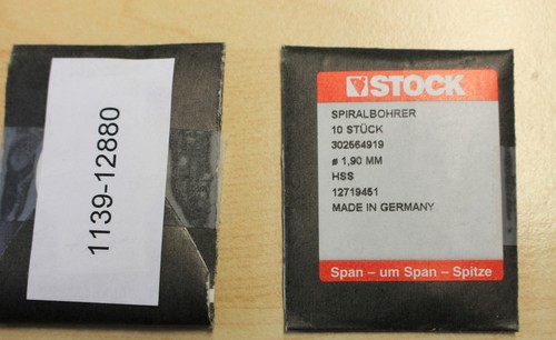 STOCK Einlippenbohrer Durchmesser 1,90mm - Länge 42x20mm - HSS - 20 Stück - Bild 1 von 7