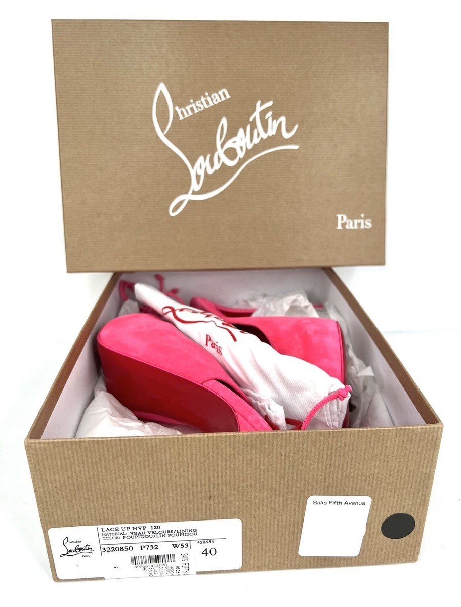 CHRISTIAN LOUBOUTIN Lace Up NVP Pink Suede Peep Toe