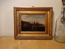 Quadro antico Golfo di Napoli Vesuvio Seicento Olio su Tavola Cavalier Tempesta