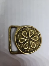 Vtg POPPY Belt Buckle ART Tech Ether SEA Urchin Flower 1970s Modernist RARE VG+