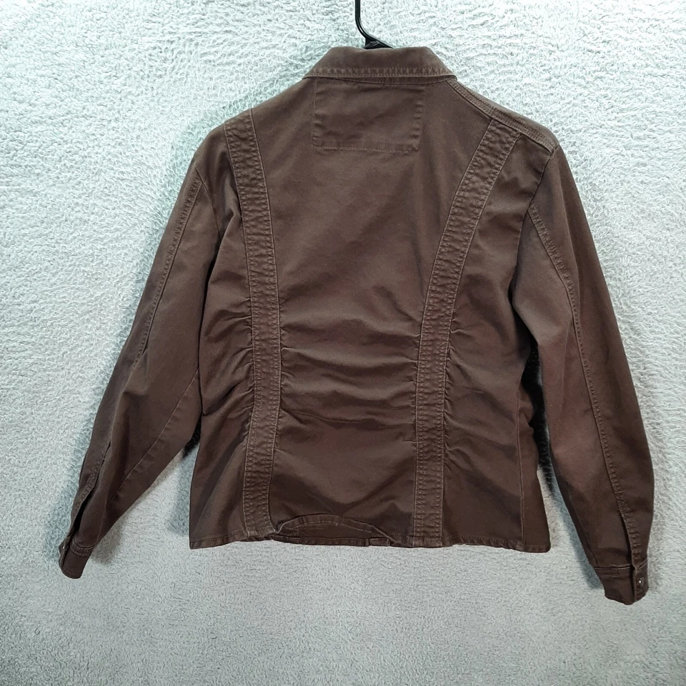 Chaqueta Ethyl Mujer Grande Marrón Ruche Vintage Denim Bomber Utilidad Exterior Foto 2 de 4