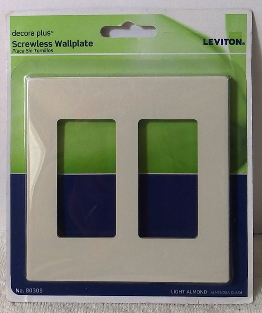 Leviton 80309t Decora Plus Screwless Wall Plate 2 Gang Light Almond