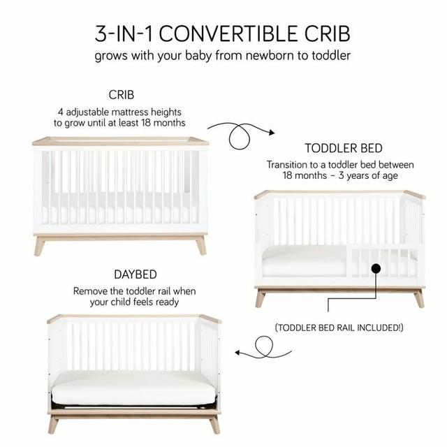 Babyletto SCOOT 3in1 Convertible Crib With Toddler Bed Conversion Kit