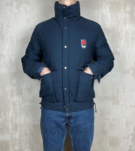 Vintage 80's Fjallraven Puffer Down Jacket Men's Size 52-54 / L-XL Navy Blue - Picture 4 of 21