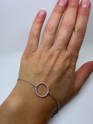 18CT WHITE GOLD DIAMONDS CIRCLE OF LIFE BRACELET 0.15CT GG534 - Picture 5 of 17
