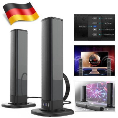 Sound Bar TV Bluetooth 4 Lautsprecher Drahtlos für Home Fernseher 3D Surround