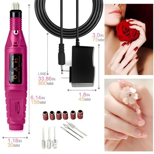 Electric Drill Nail File Acrylic Art File Manicure Pedicure Portable Machine Kit - Picture 10 of 12