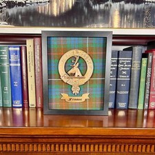 Fraser Framed Scottish Clan Tartan Badge Crest