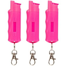 3 Pack Burn Pepper Spray Keychain for Self Defense 1/2oz Police Srength Pink