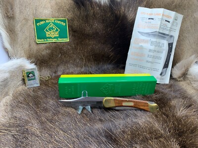1972 Vintage 972 Puma Game Warden Knife & Jacaranda Handles & Puma G / Y Box Tag