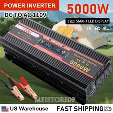 5000W Car Power Inverter DC 12V 24V To AC 110V Sine Wave Solar Converter LCD USB