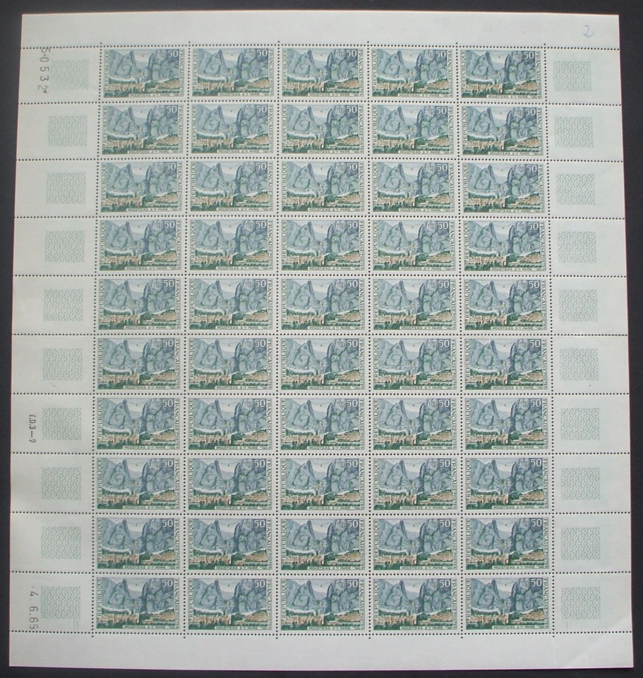variété n°1436a N** en feuille complète avec CD du 4/6/65:Moustiers-Sainte-Marie - Photo 1/1