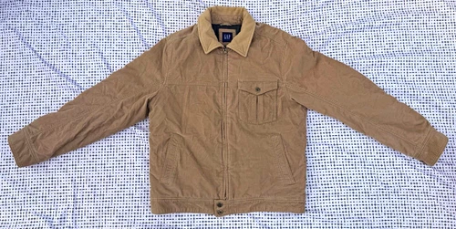GAP Jeans Men's Beige Corduroy Full Zip Jacket, Size L, Chest Pocket - product listing photo