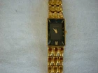VINTAGE SEIKO QUARTZ WATCH TANK WOMENS BLACK DIAL FACETED CRYSTAL NEW BATTERY