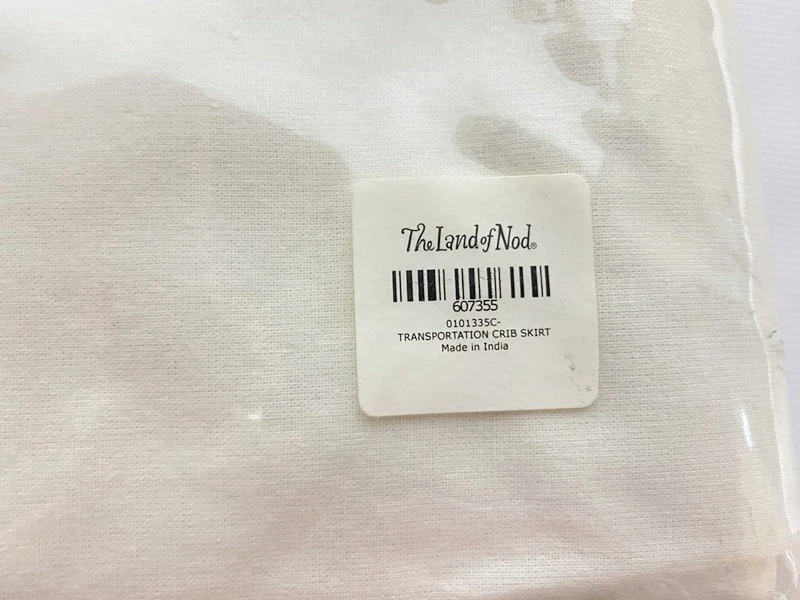 Falda Cuna Land of Nod Azul y Beige Todo Algodón Nueva en Paquete Original Foto 4 de 4