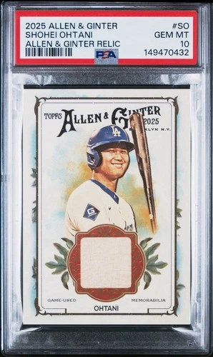 2025 TOPPS ALLEN & GINTER RELICS #SO SHOHEI OHTANI PSA 10