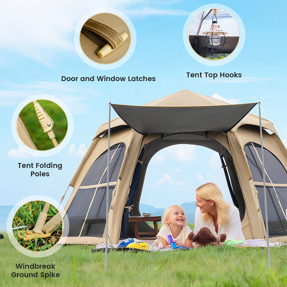 Tienda de campaña al aire libre para 5-6 personas tienda de campaña instantánea para cabina tiendas emergentes impermeables Foto 2 de 4