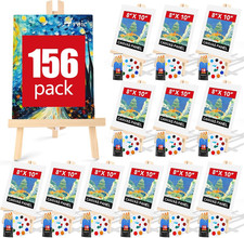 156 PCS Professional Painting Set with Easels, 12 Wood Easels,120 Brushes with N