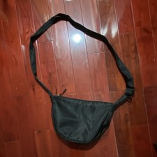 Women s Black Crescent Shoulder Bag Crossbody Zip Closure Adjustable Strap