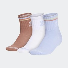 Adidas Women's 3pk Trefoil Quarter Socks, Size 5-10 Blue White Brown NWT