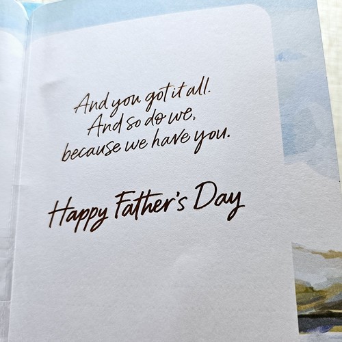 American Greetings Father's Day Card 6x8 Dad Landscape Water Gold Blue Beads - Picture 7 of 9