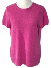 Saks Fifth Avenue Sweater Womens L Pink 100% Cashmere Short Sleeve Crewneck