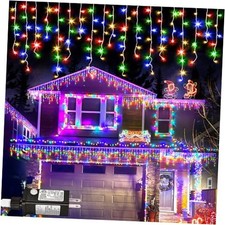 Colored Christmas Lights Outdoor, 33ft 400 LED Icicle 33 ft 400 LED Multicolor