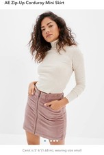 American Eagle Mauve Purple Zipper Corduroy HiRise A-line Mini Skirt Size 6 NWT