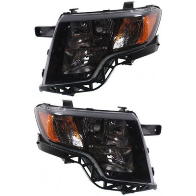 Driver and Passenger Side Headlights For Ford Edge 2009-2010 Halogen with Bulbs