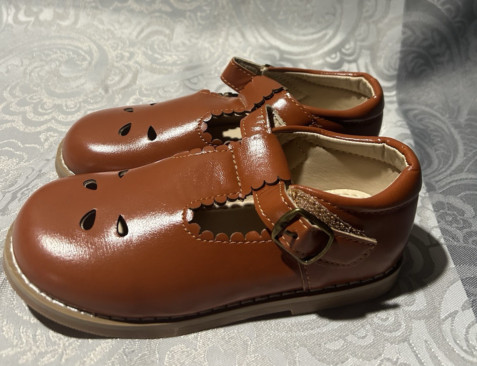 Toddler Little Girl Brown Mary Jane Dress Shoes  Ballet Flats size EU 25 26 27  