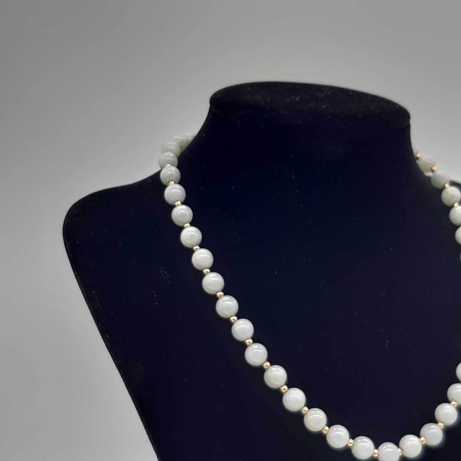 Genuine Green Jadeite Bead Necklace with 14K Yellow Gold Clasp - Fine Jewelry image 2